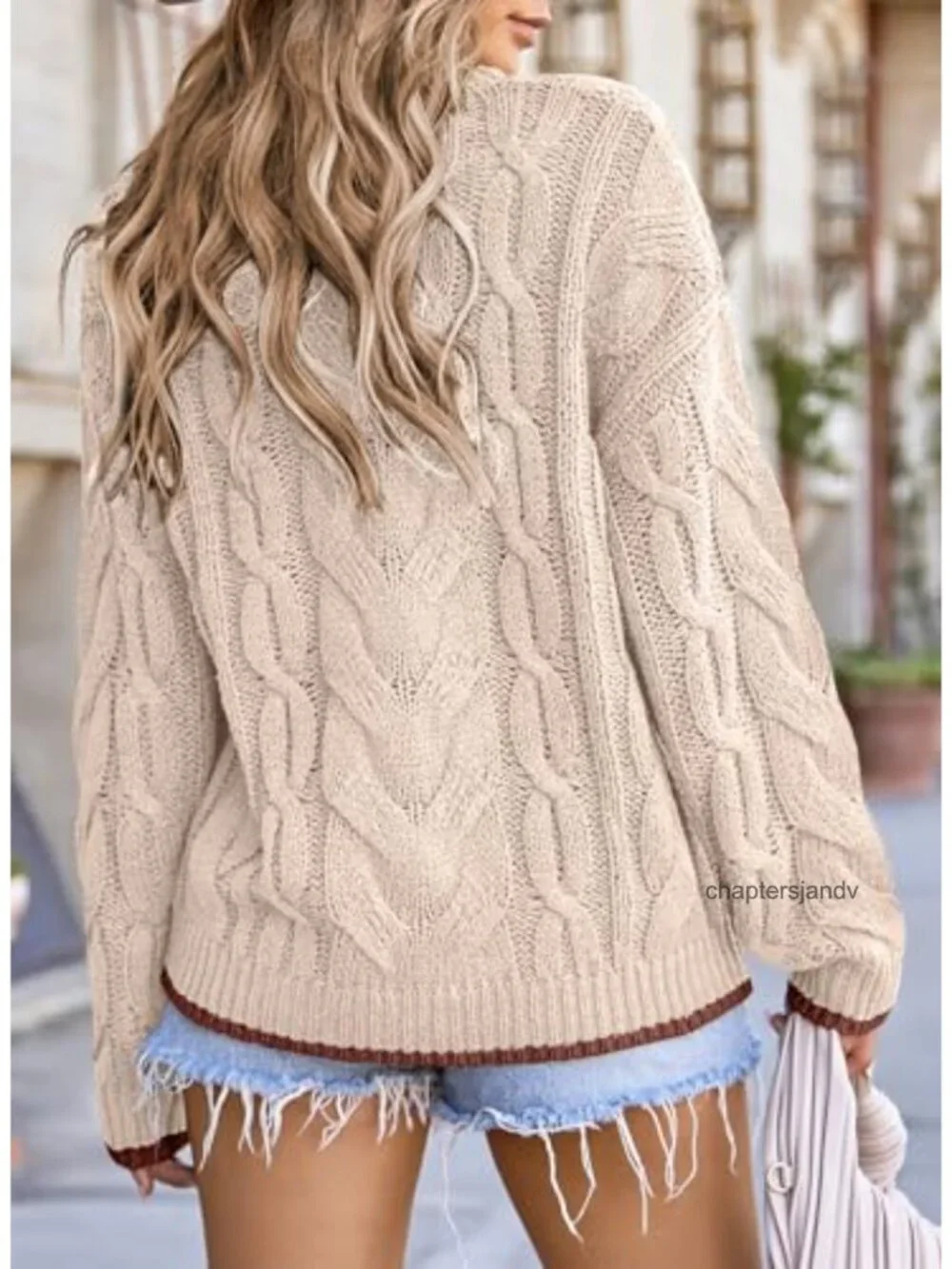 Cable Knit Chunky Pullover Sweater Crewneck Long Sleeve